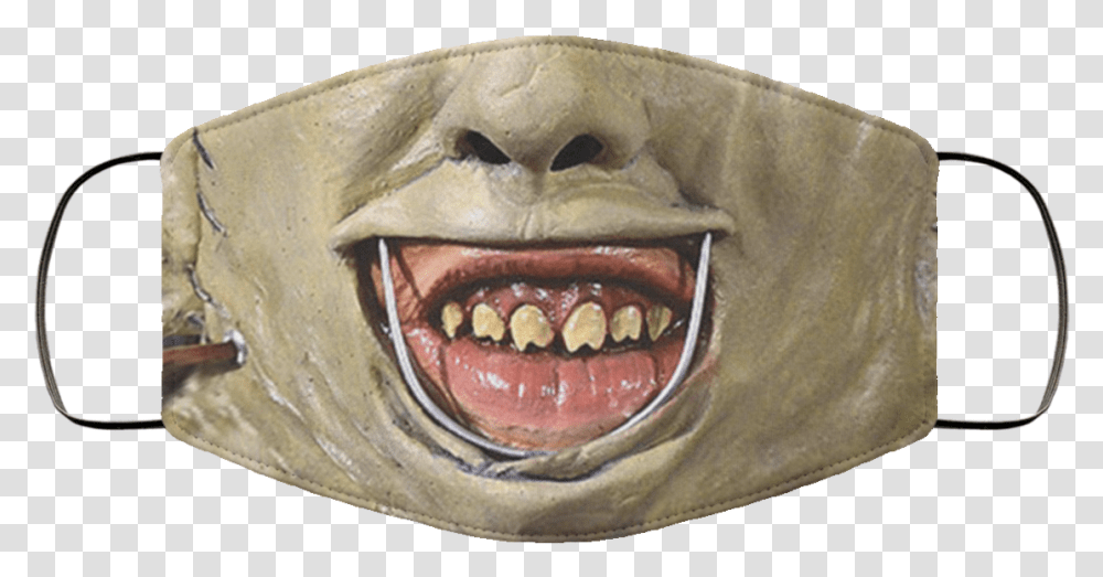 Halloween Leatherface Face Mask Goonies Sloth Face Mask, Jaw, Teeth, Mouth, Lip Transparent Png