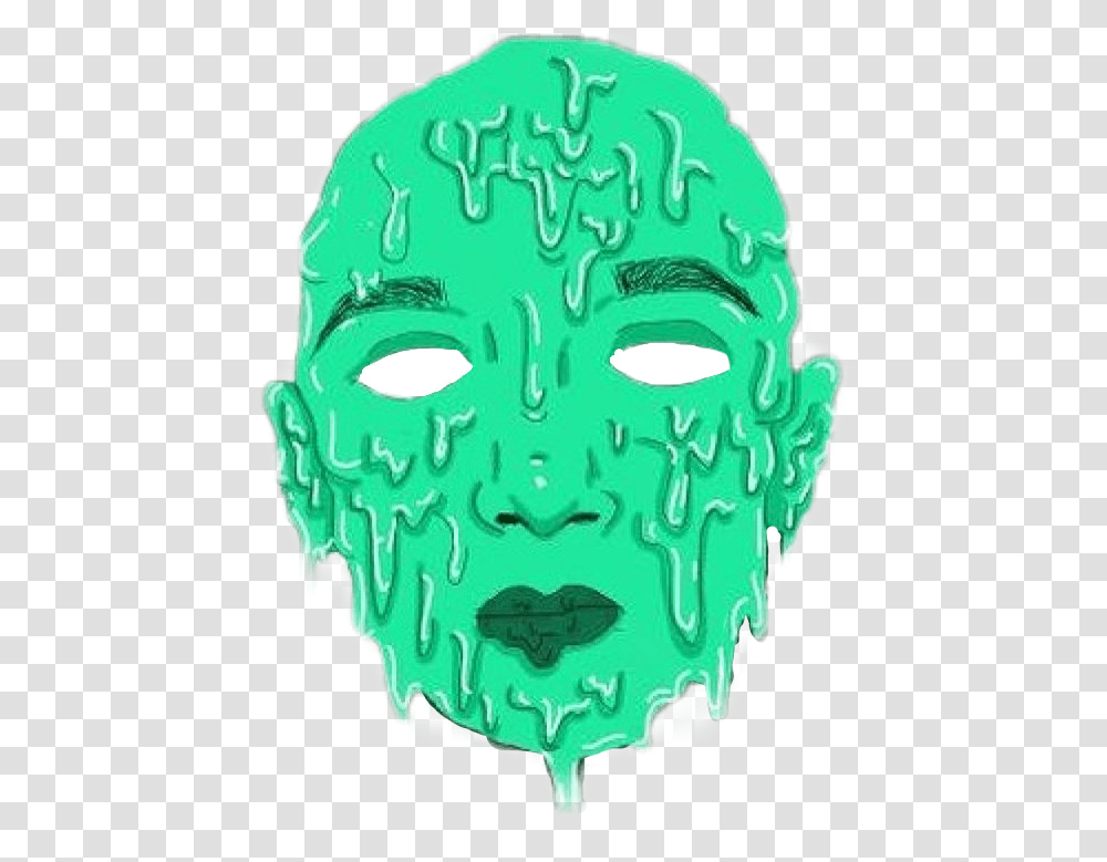 Halloween Melting Mask Mintgreen Happyhalloween Stiker Grime Art Transparent Png