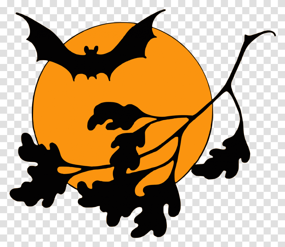 Halloween Moonlight Moon Bat Night Free Image From Vintage Halloween Clip Art, Mammal, Animal, Wildlife, Painting Transparent Png