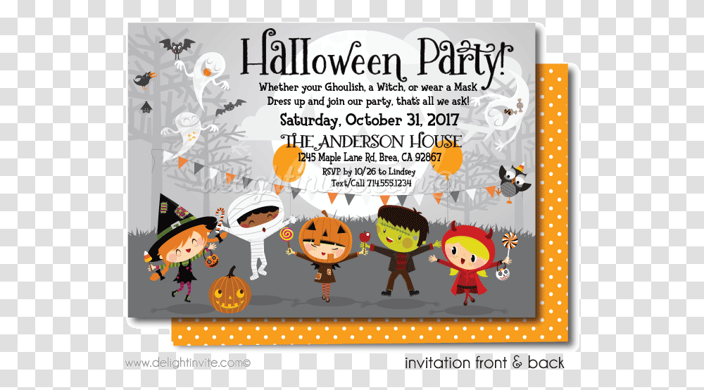 Halloween Party Invitations For Kids, Advertisement, Poster, Flyer, Paper Transparent Png