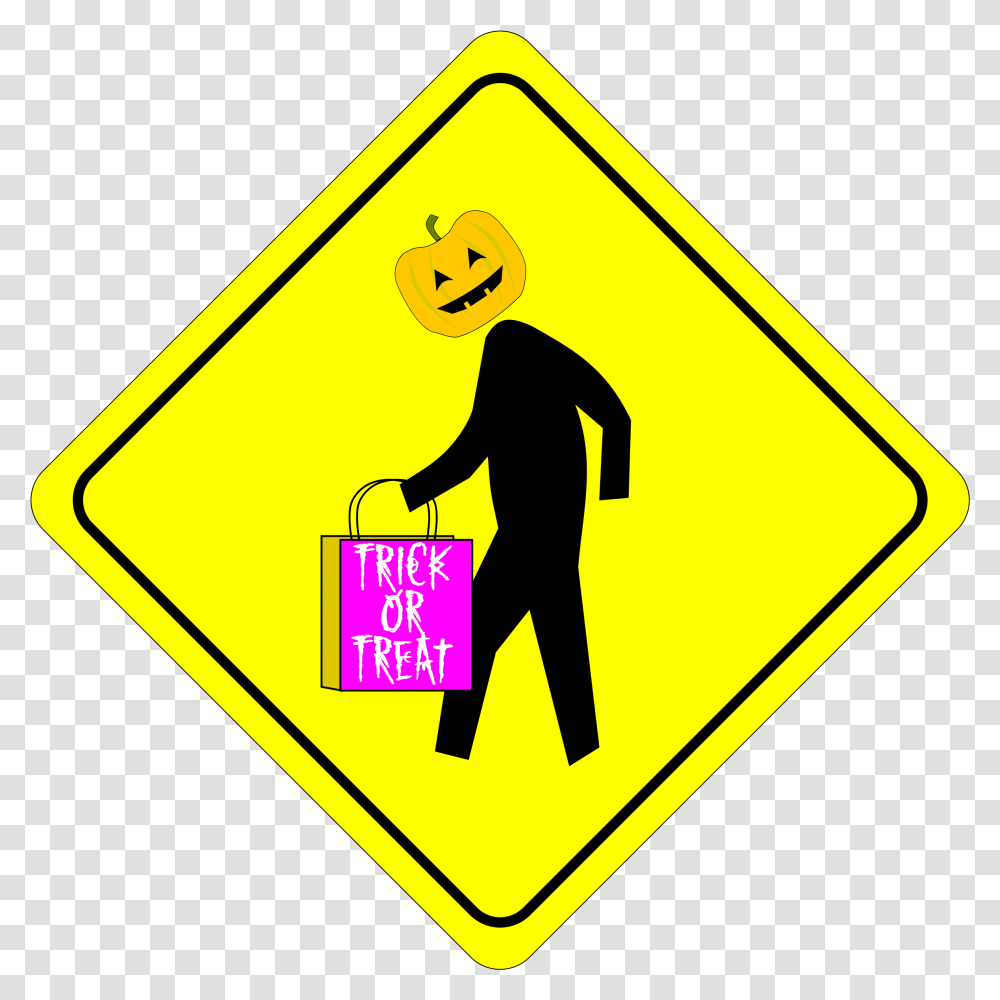 Halloween Pedestrian Caution Sign Old Person Crossing Sign, Human, Road Sign Transparent Png