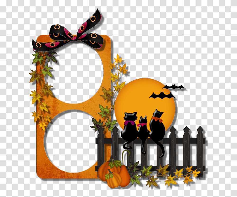 Halloween Picture Frames Pumpkin Clip Art Clipart Cat On Fence, Floral Design, Pattern Transparent Png
