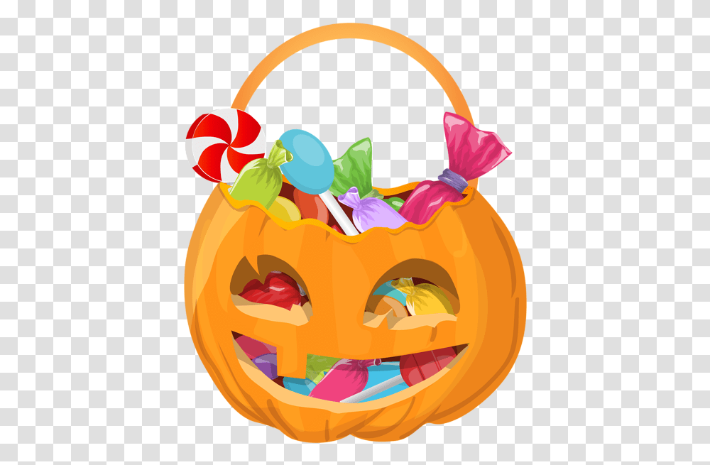 Halloween Pumpkin Basket Of Candy, Plant, Bag, Food, Plastic Bag Transparent Png