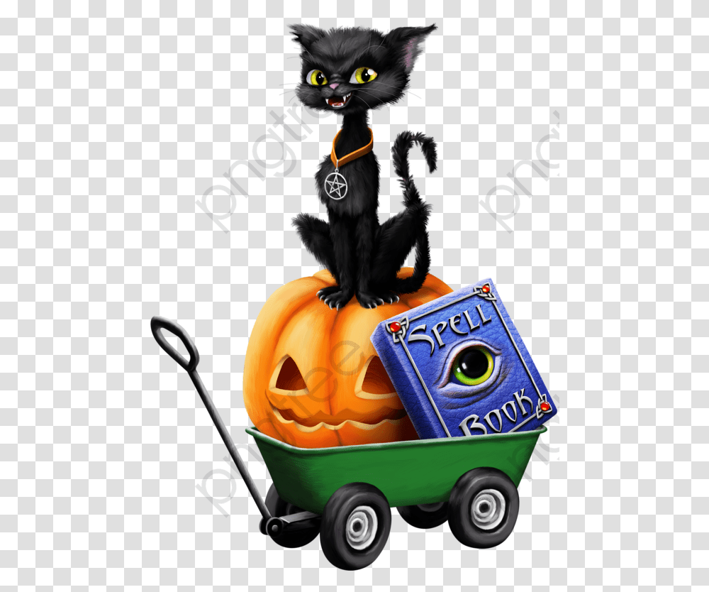 Halloween Pumpkin Black Cat Black Cat Trick Or Treat Bag Clipart, Pet, Mammal, Animal, Wheel Transparent Png