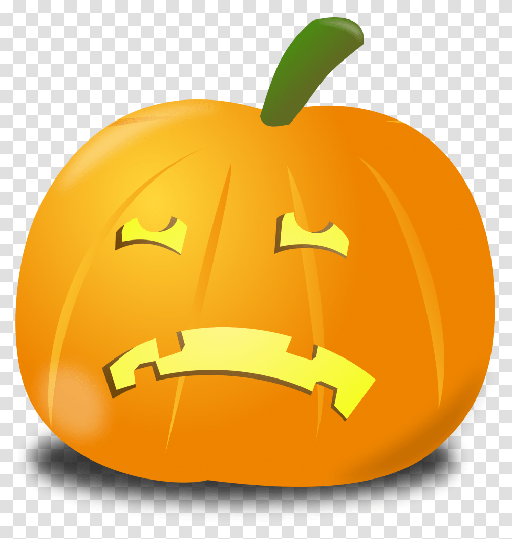Halloween Pumpkin Clipart Svg Royalty Free Sad Jack O Lantern, Vegetable, Plant, Food, Baseball Cap Transparent Png