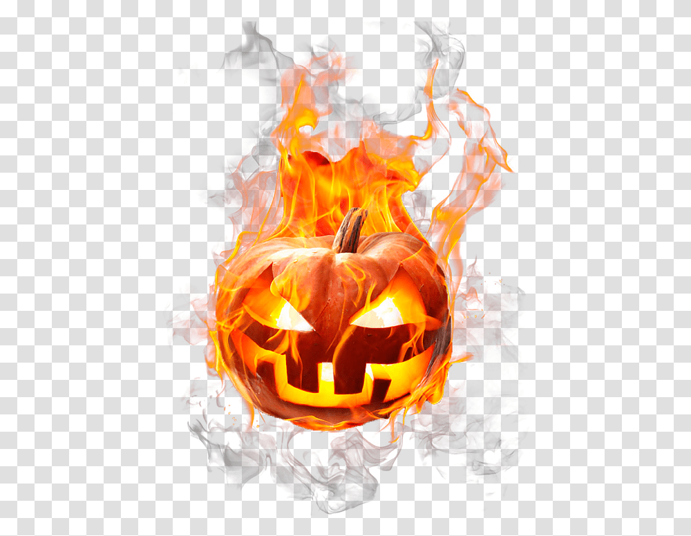 Halloween Pumpkin In Fire Image Pumpkin Fire, Bonfire, Flame Transparent Png