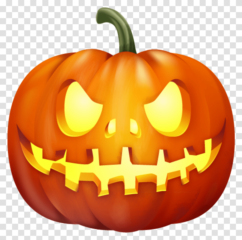 Halloween Pumpkin Scary Pumpkin, Vegetable, Plant, Food, Birthday Cake Transparent Png