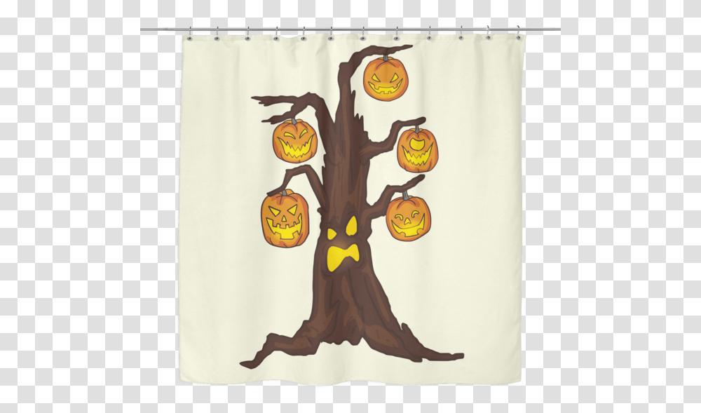 Halloween Pumpkin Tree Shower Curtain Gifts For Candy Treat Scary Trick Window Valance, Person, Human, Photo Booth Transparent Png