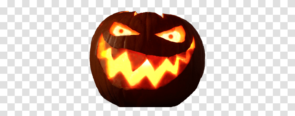 Halloween Pumpkin With Glowing Eyes, Plant, Vegetable, Food, Candle Transparent Png