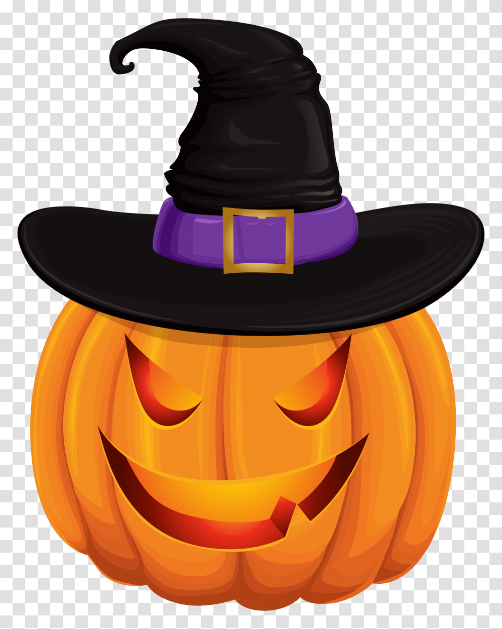 Halloween Pumpkin With Witch Hat Pumpkin Halloween Clipart, Clothing, Apparel, Cowboy Hat Transparent Png