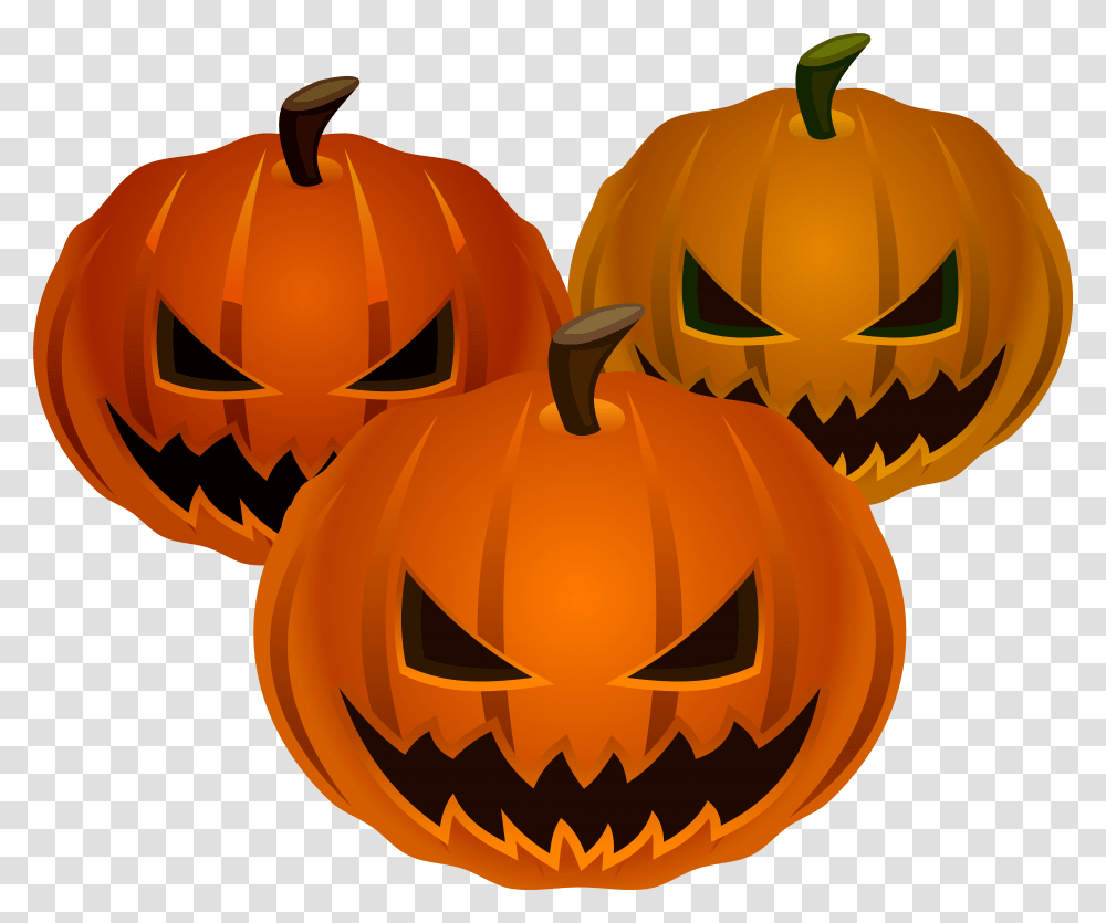 Halloween Pumpkins Clip Art Image, Vegetable, Plant, Food Transparent Png