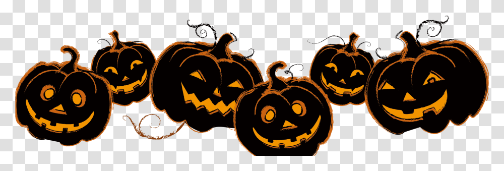 Halloween Pumpkins In Row Transparent Png