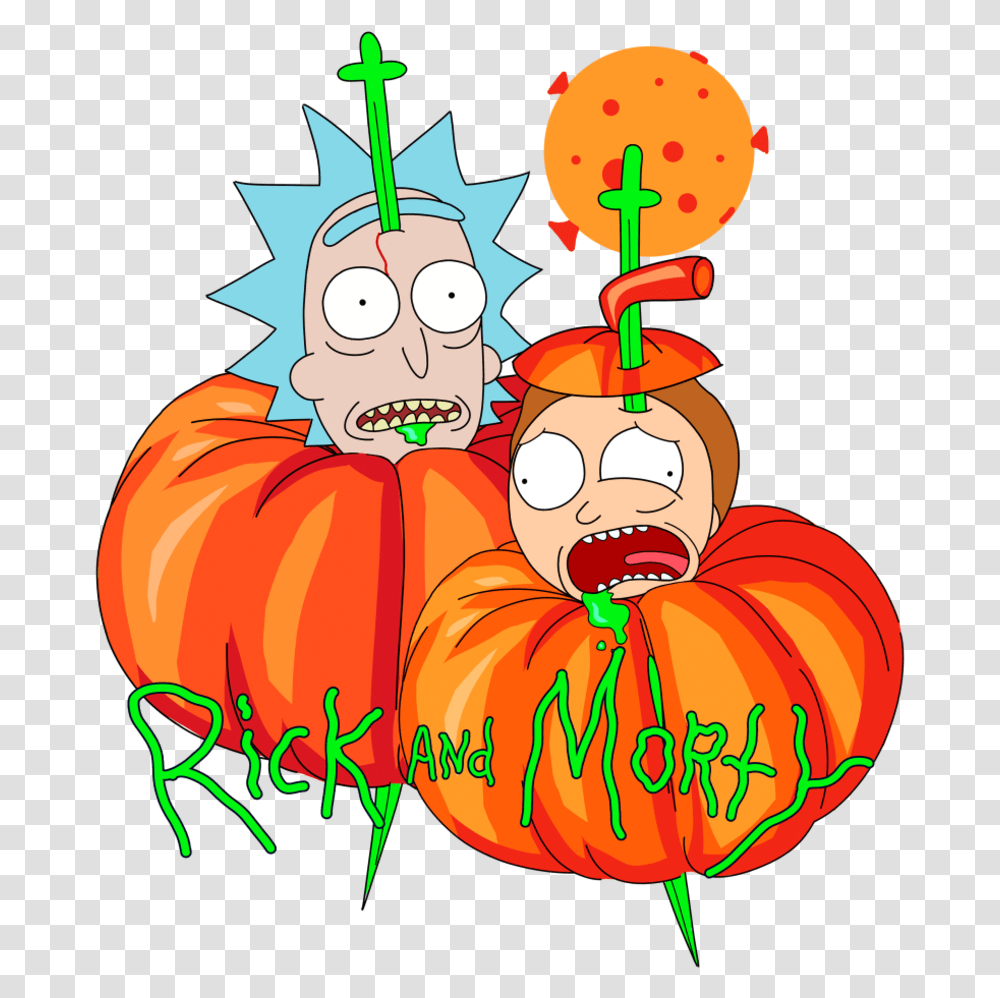 Halloween Rick And Morty By Sasha Pumpkin, Plant, Person, Face, Graphics Transparent Png