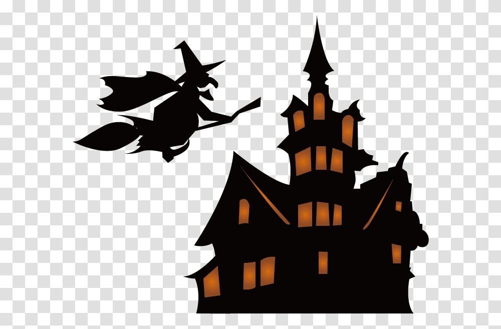 Halloween Silhouette Haunted House Cartoon Haunted House Background, Spire, Tower, Architecture, Building Transparent Png