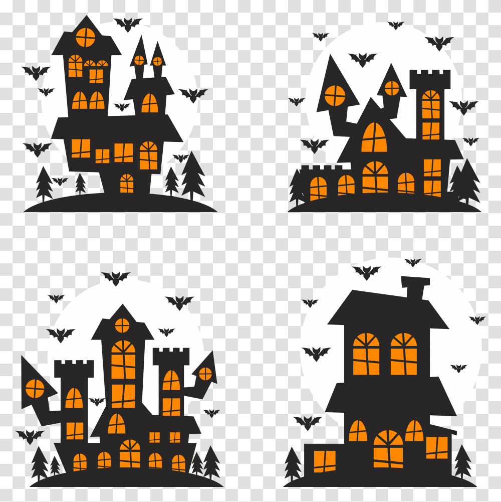Halloween Silhouette Illustration Castle Halloween Vector, Paper, Building Transparent Png