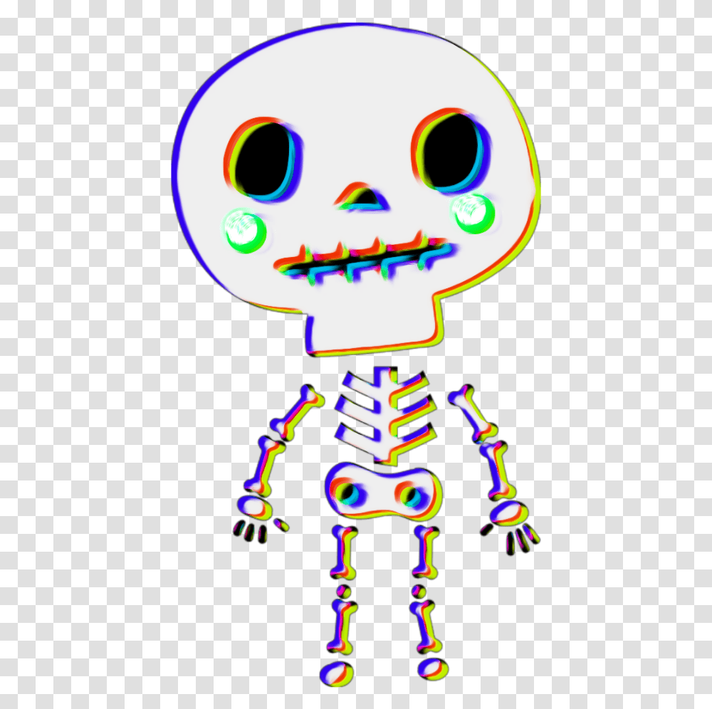 Halloween Skeleton Glitcheffect Oilpaintingeffect Cute Skeleton, Graphics, Art, Crowd, Leisure Activities Transparent Png