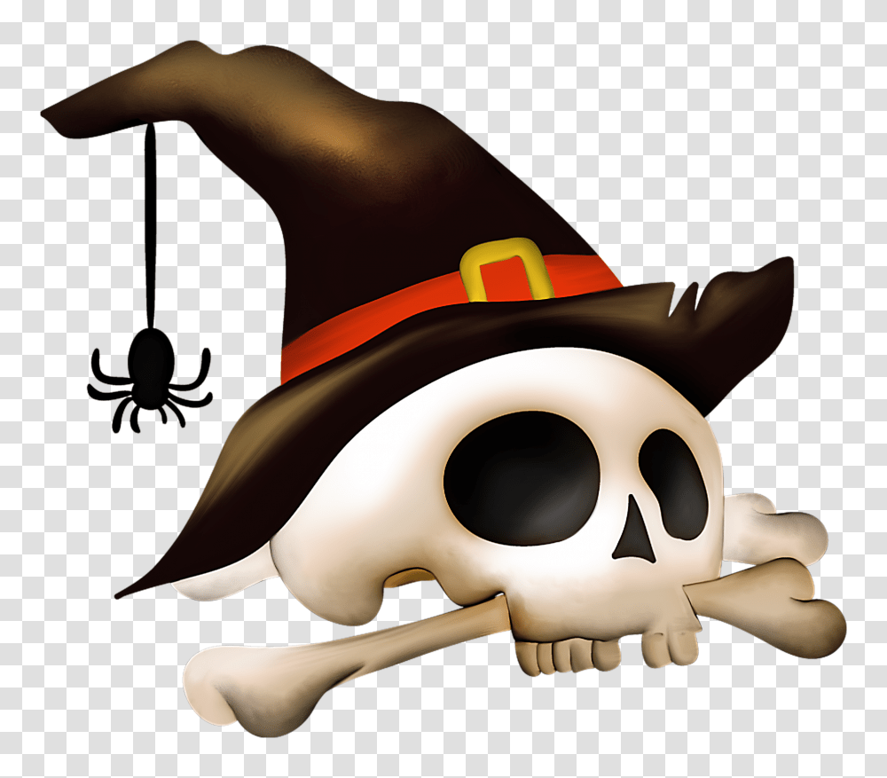 Halloween Skull With Bone And Witch Hat Gallery, Toy, Mammal, Animal, Pet Transparent Png