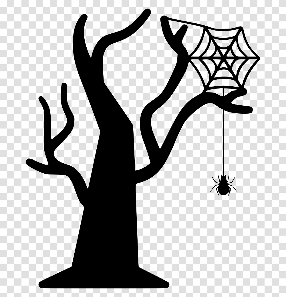 Halloween Spider Halloween Tree Clip Art, Stencil, Axe, Tool, Silhouette Transparent Png