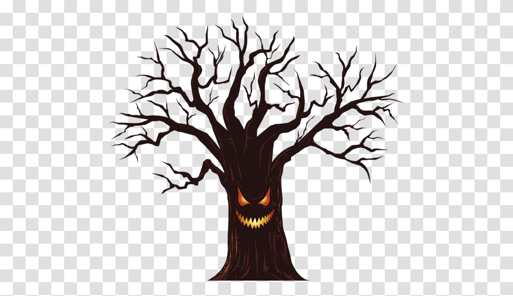 Halloween Spooky Tree Spooky Tree Clipart, Plant, Drawing, Flame Transparent Png
