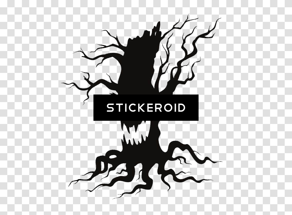Halloween Spooky Trees Scary Haunted Trees For Halloween, Stencil, Poster, Advertisement, Wasp Transparent Png