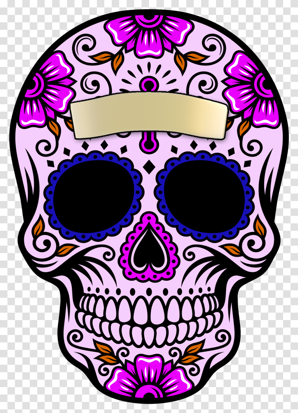 Halloween Sugar Skull Clipart Royalty Free Download Calaverita, Label, Purple, Hair Transparent Png