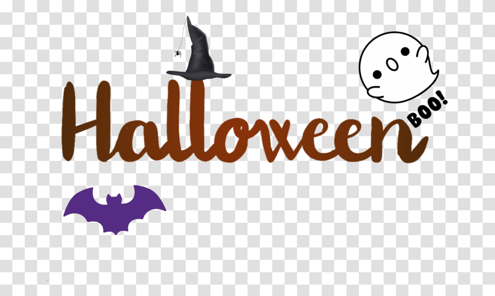 Halloween Text Bat Ghost Spider, Label, Logo, Trademark Transparent Png