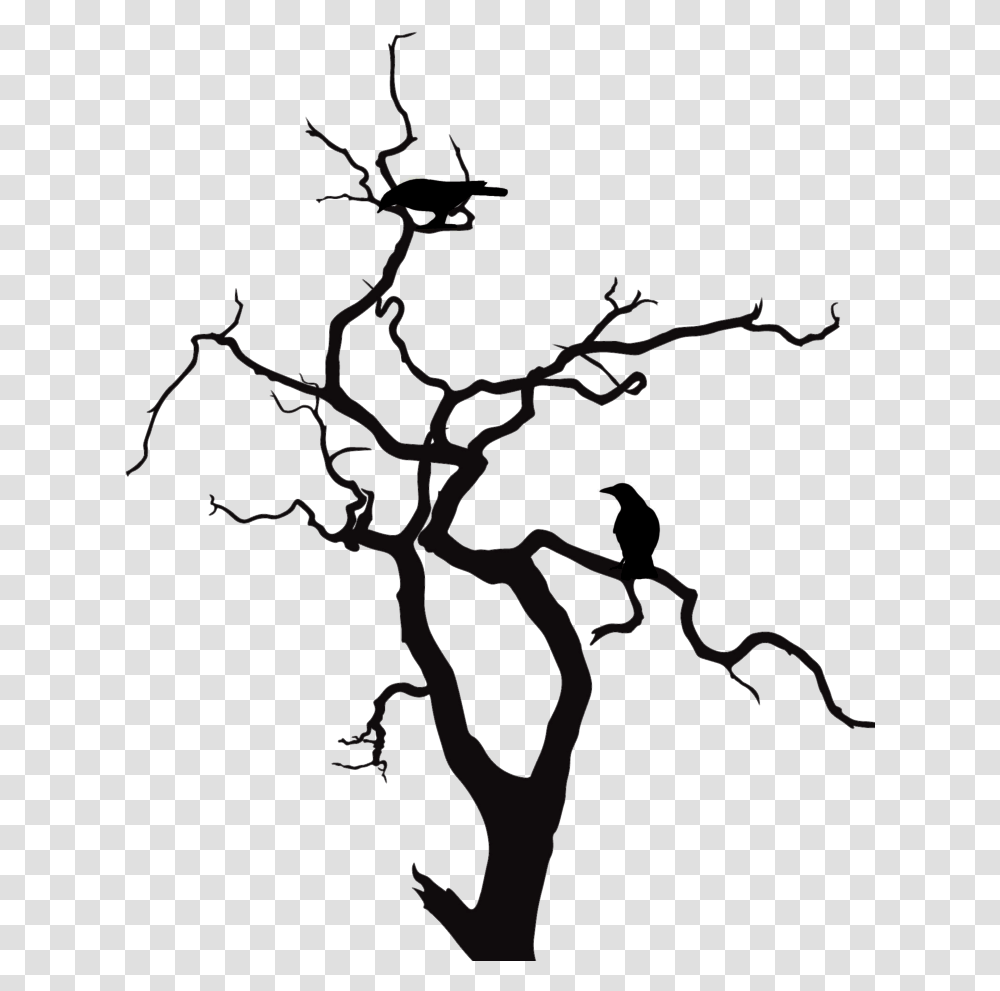 Halloween Tree Silhouette, Stencil Transparent Png