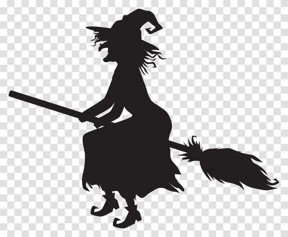 Halloween Witch And Broom Clip Art Image, Silhouette, Bird, Animal, Person Transparent Png