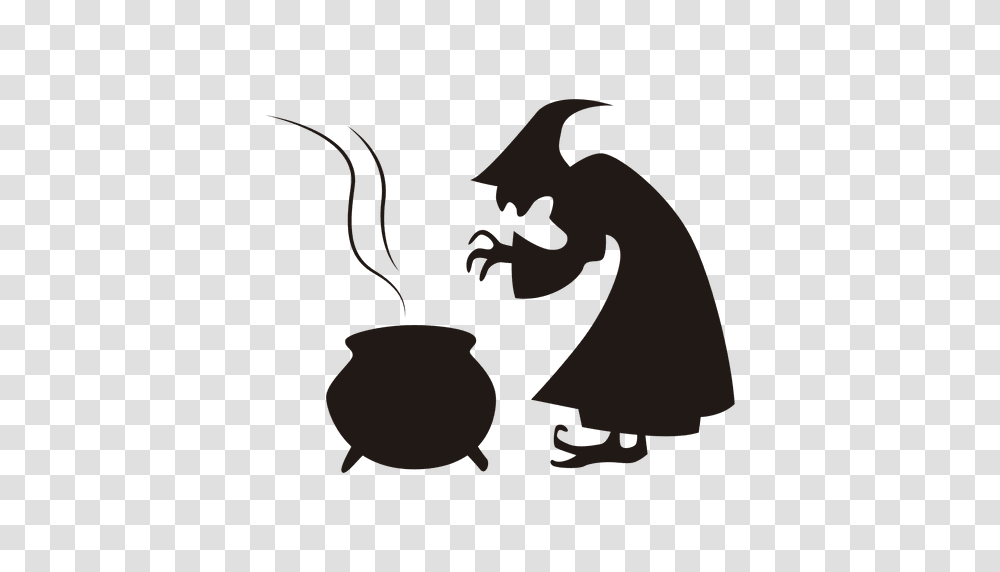 Halloween Witch Cooking Silhouette, Animal, Reptile, Bird, Snake Transparent Png