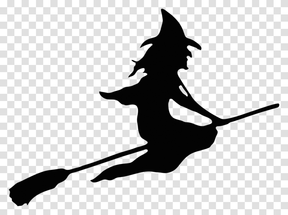 Halloween Witch On A Broom, Silhouette, Outdoors, Person, Ninja Transparent Png