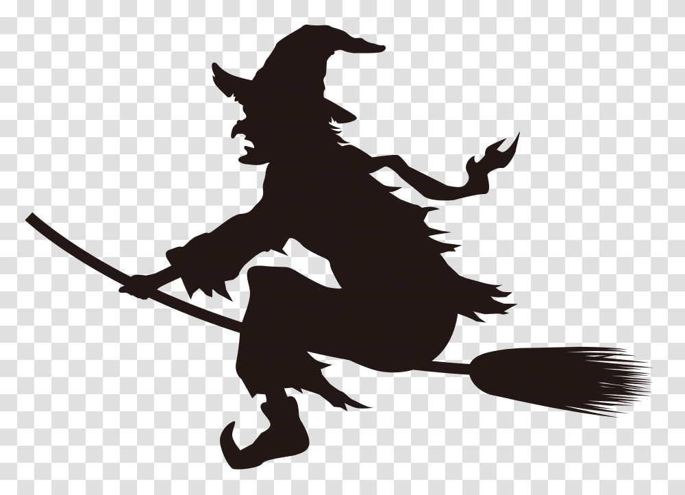 Halloween Witch On Broom Silhouette Clip Art Gallery, Logo, Cross Transparent Png