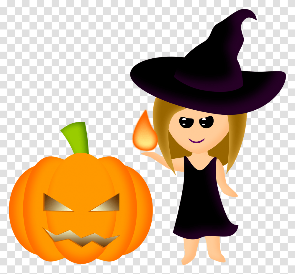 Halloween Witch Pumpkin Free Photo Halloween Menina, Vegetable, Plant, Food, Hat Transparent Png