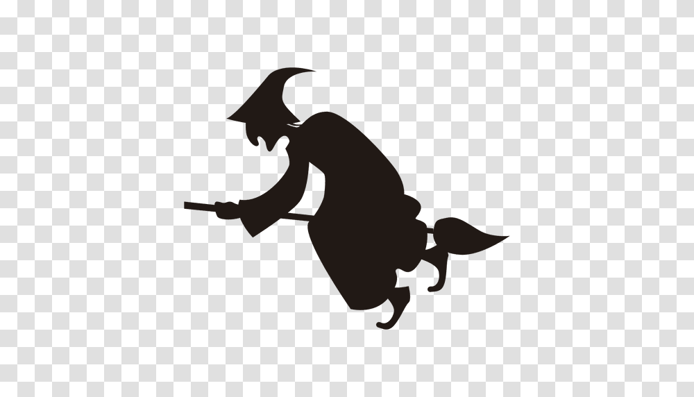 Halloween Witch Silhouette Flying, Person, Kneeling, Bird, Animal Transparent Png