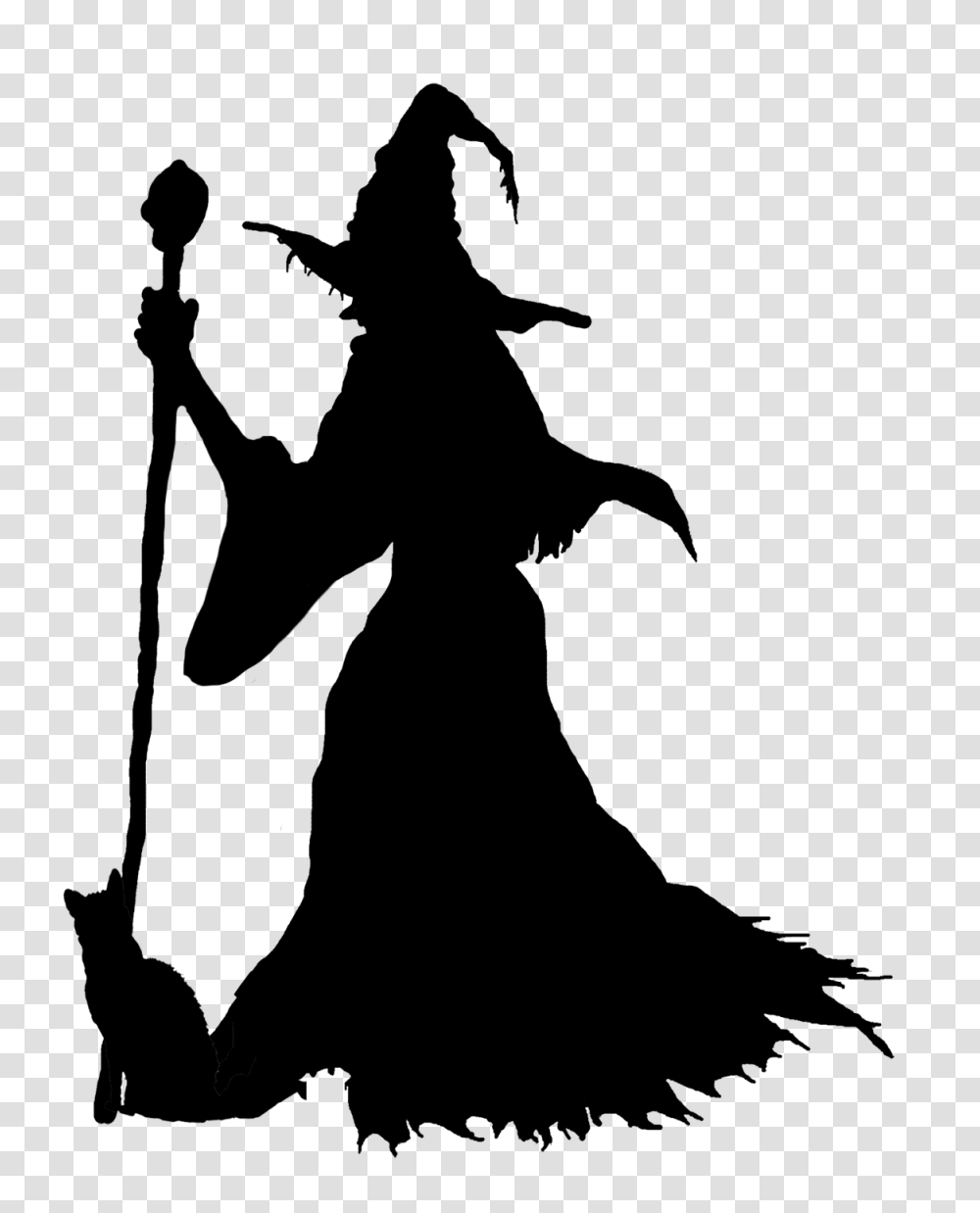 Halloween Witch With Cat Halloween Halloween, Silhouette, Person, Human, Stencil Transparent Png