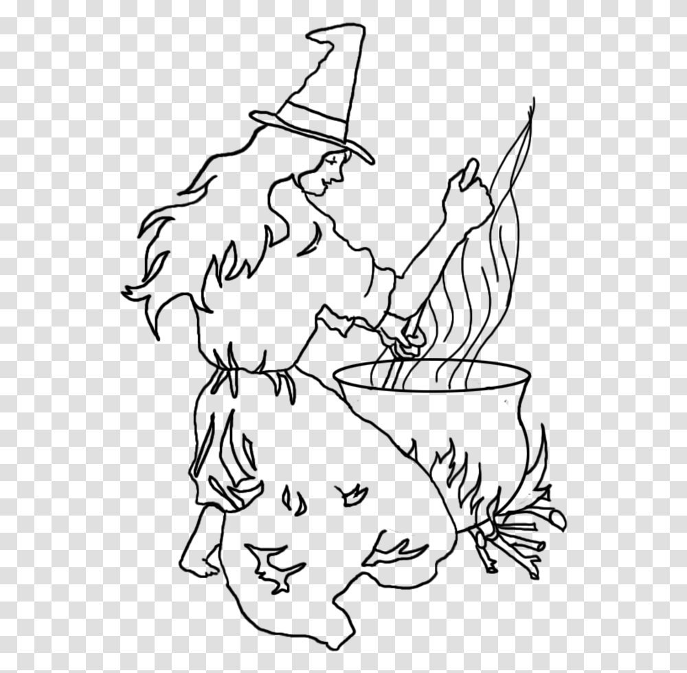 Halloween Witch With Cauldron Coloring Book, Gray, World Of Warcraft Transparent Png