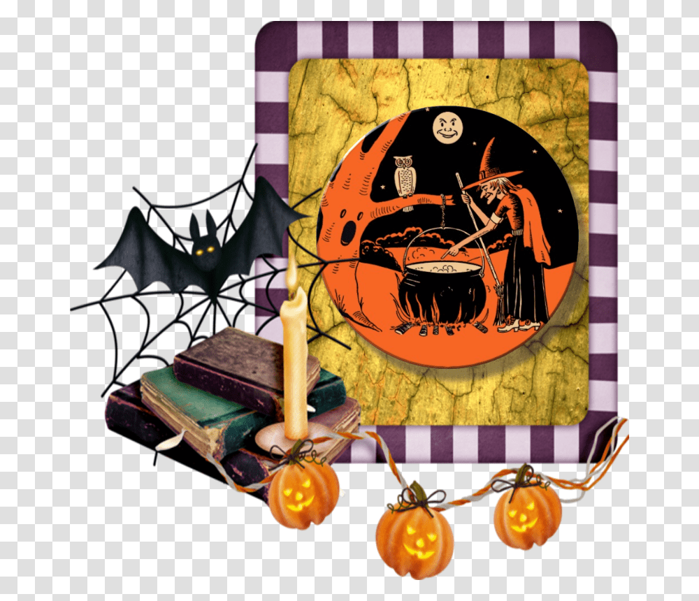 Halloween Witch With Cauldron Witchcraft, Plant, Label Transparent Png