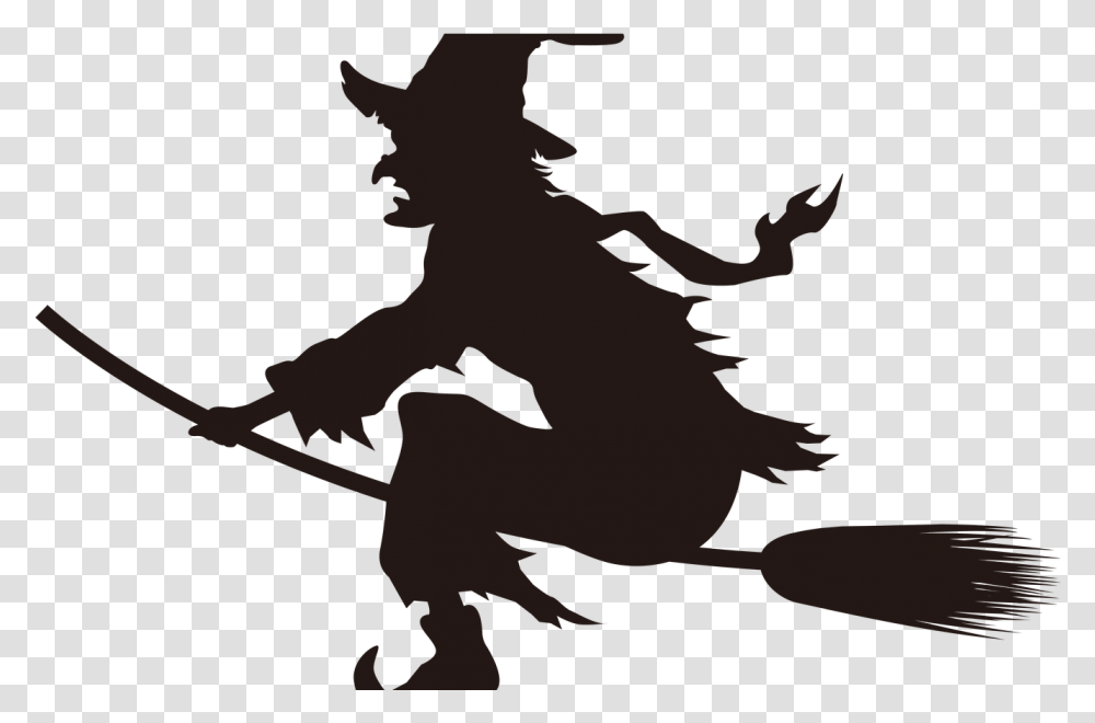 Halloween Witches Clip Art Freeuse Huge Freebie Witche On Broom, Silhouette, Person, Human, Tree Transparent Png