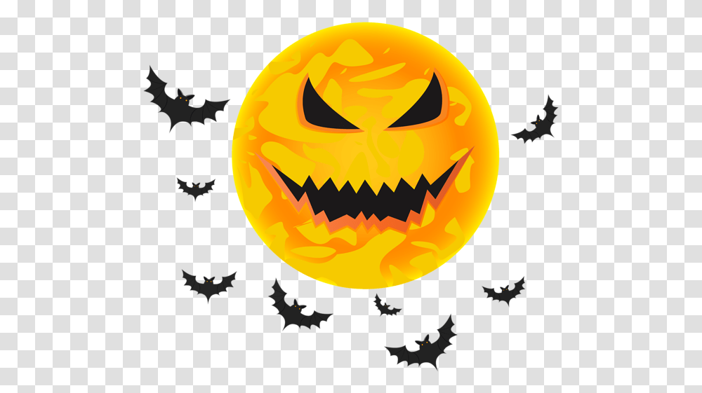 Halloween Yellow Moon And Bats Clip Art Image Clip Art, Plant, Symbol, Pumpkin, Vegetable Transparent Png