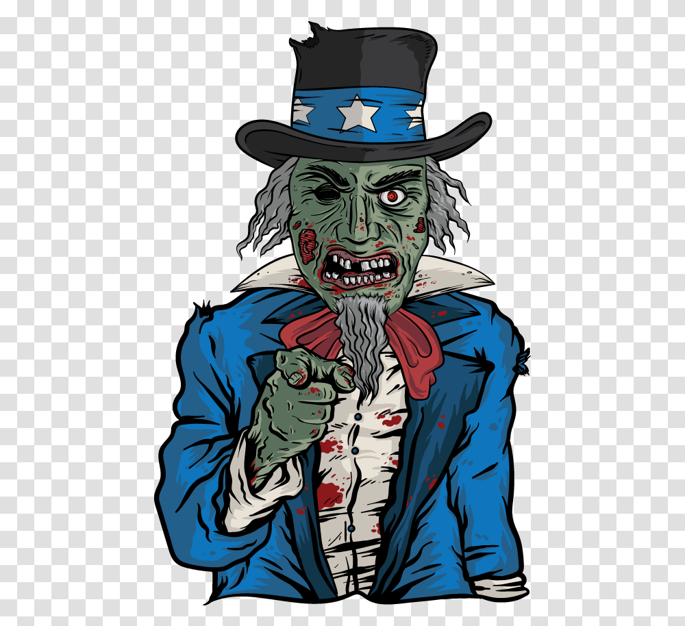Halloween Zombie Uncle Sam Css Animation Zombie, Hat, Clothing, Person, Tiger Transparent Png