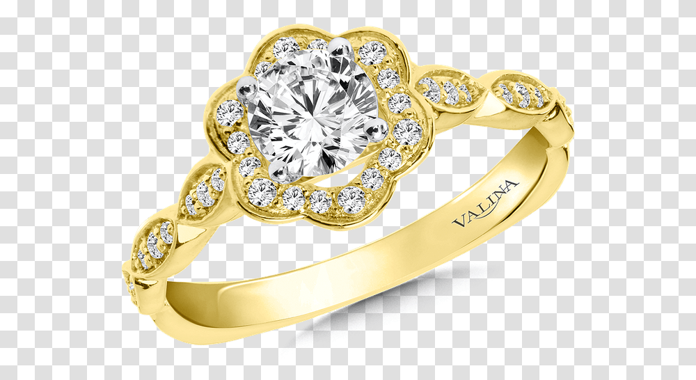 Halo Engagement Ring Mounting In 14k Yellow Gold 17 Ct Tw Ring, Jewelry, Accessories, Accessory, Diamond Transparent Png