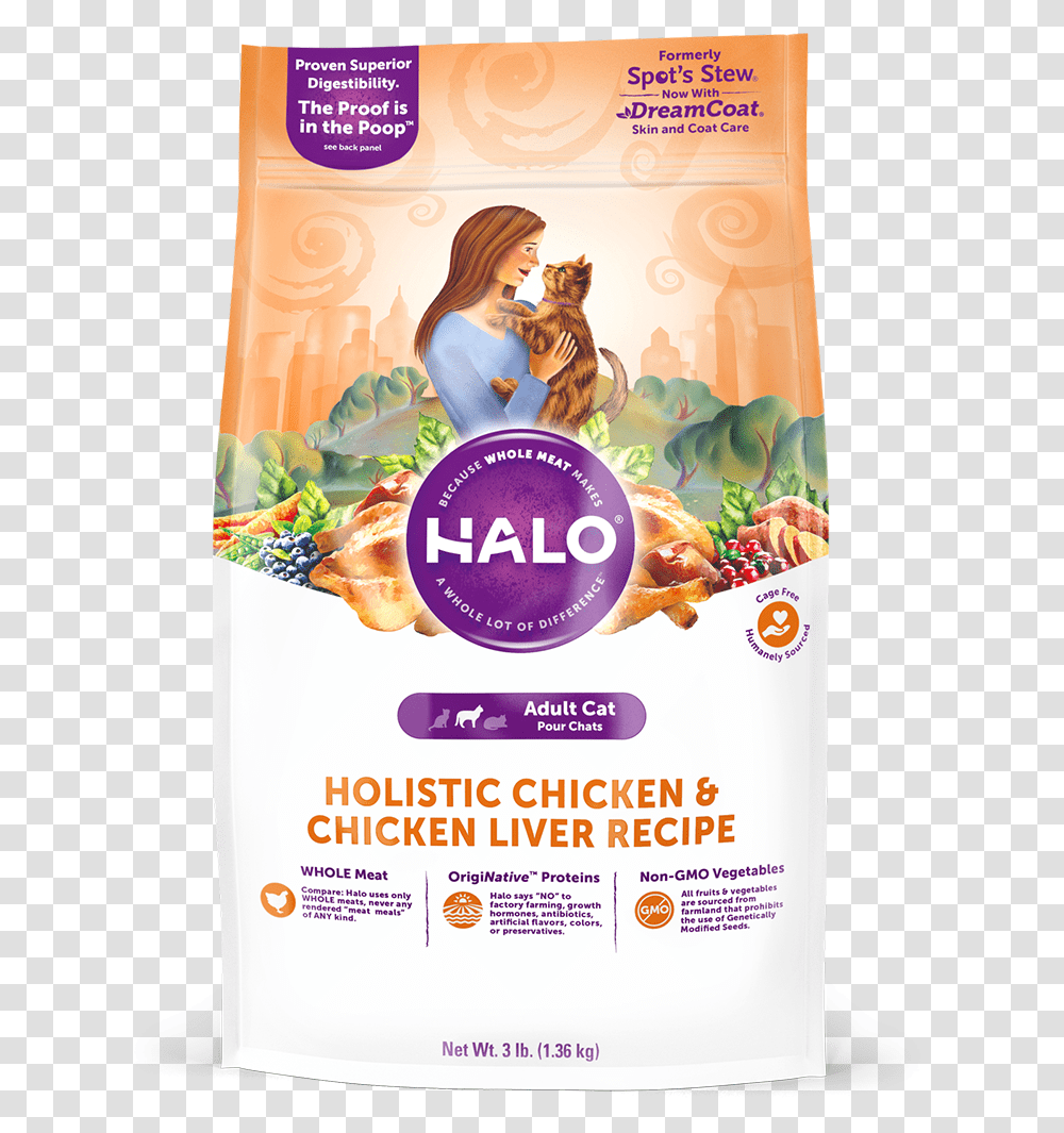 Halo Holistic Chicken And Chicken Liver Recipe For, Label, Person, Food Transparent Png