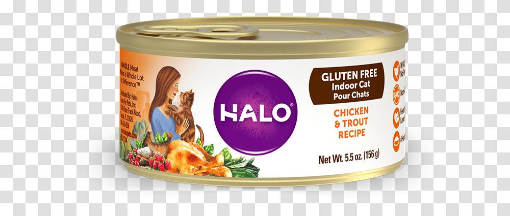 Halo Holistic Gluten Free Chicken And Trout Recipe Pt, Canned Goods, Aluminium, Food, Tin Transparent Png