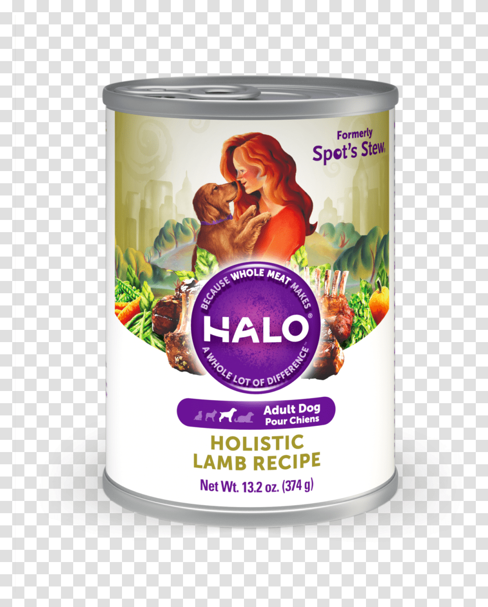 Halo Holistic Lamb Recipe Adult Dog Canned Food Dog Food, Tin, Canned Goods, Aluminium, Person Transparent Png