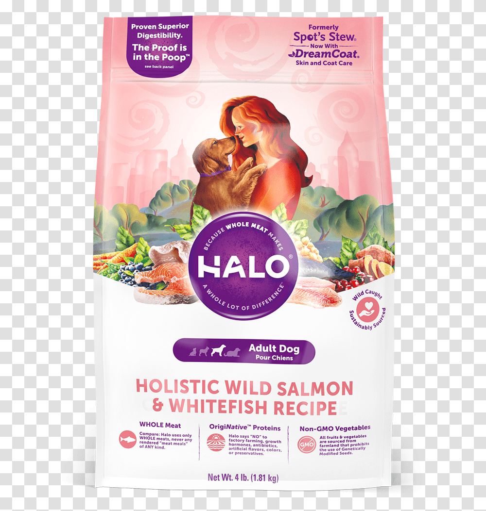 Halo Holistic Wild Salmon And Whitefish Recipe For Halo Dog Food, Poster, Advertisement, Flyer, Paper Transparent Png