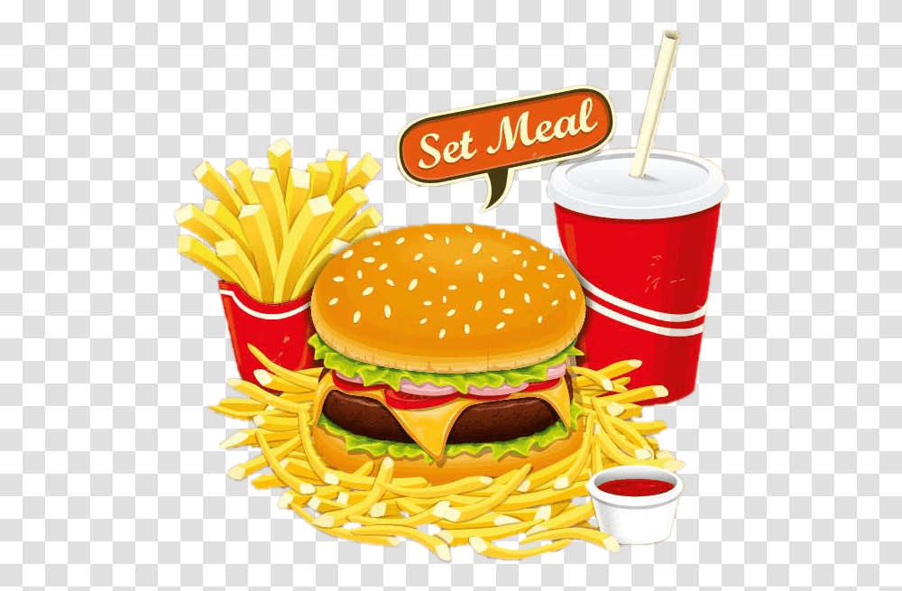 Hamburger Fast Food Junk Food Breakfast Clip Art Background Fast Food Clipart, Soda, Beverage, Drink, Fries Transparent Png