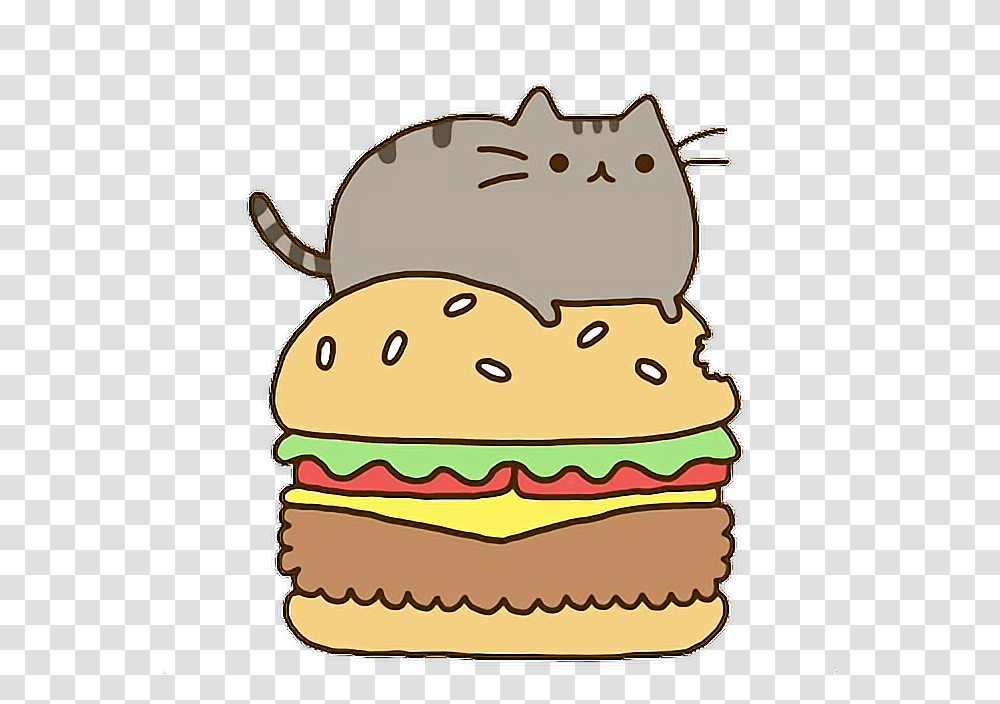 Hamburger Fastfood Kawaii Cat Food Ftestickers Scfastfo, Birthday Cake, Dessert Transparent Png