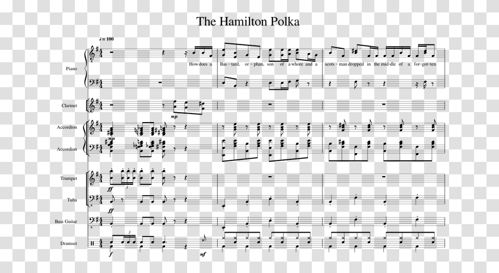 Hamilton Polka Sheet Music, Gray, World Of Warcraft Transparent Png