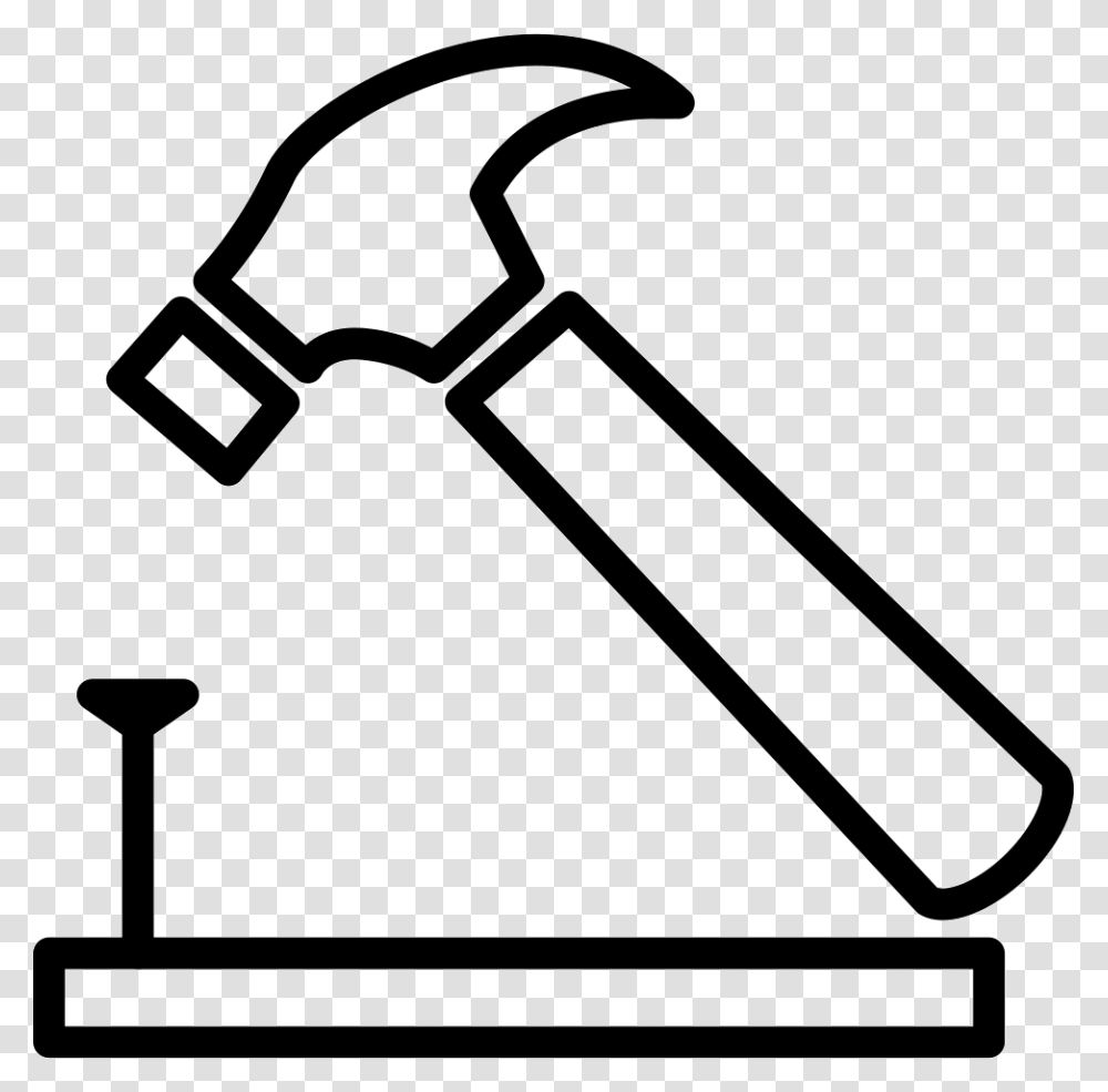 Hammer And Nail On Wood Outline Hammer And Nail Svg, Tool Transparent Png