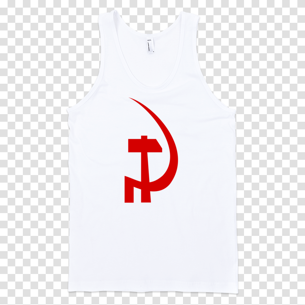 Hammer And Sickle Fine Jersey Tank Top Unisex White Top Front Background, Clothing, Apparel, Undershirt,  Transparent Png