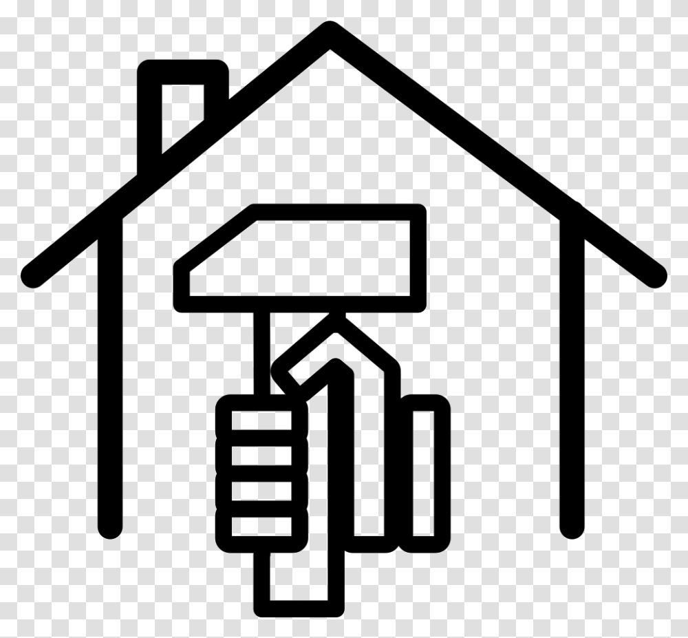 Hammer In A Hand Inside A House Comments Painting House Clip Art, Sign, Road Sign Transparent Png